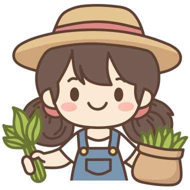 Çeşitli tasarım ve ürün ihtiyaçları için kullanılabilen Sevimli Çiftçi Çizim Karakteri