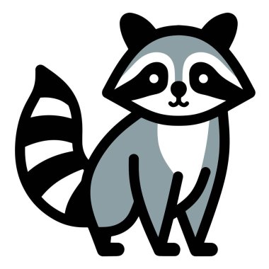 Çeşitli tasarım ve ürün ihtiyaçları için kullanılabilen şirin Racoon Çizgi Film Logosu Tasarımı