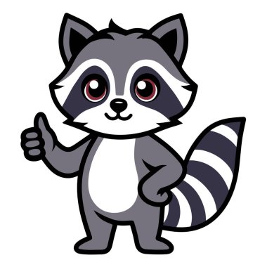 Çeşitli tasarım ve ürün ihtiyaçları için kullanılabilen şirin Racoon Çizgi Film Maskotu Tasarımı