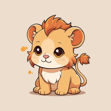 Küçük şirin Aslan karikatür vektör çizimi