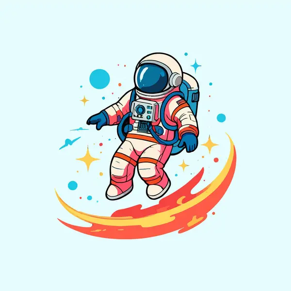 Gezegendeki sevimli astronot. çizgi film illüstrasyon vektör simgesi etiketi