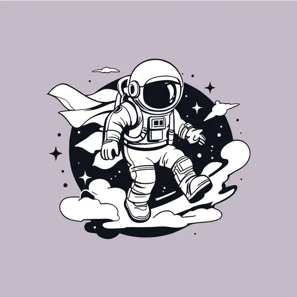 Gezegendeki sevimli astronot. çizgi film illüstrasyon vektör simgesi etiketi