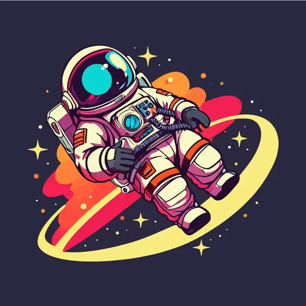 Gezegendeki sevimli astronot. çizgi film illüstrasyon vektör simgesi etiketi