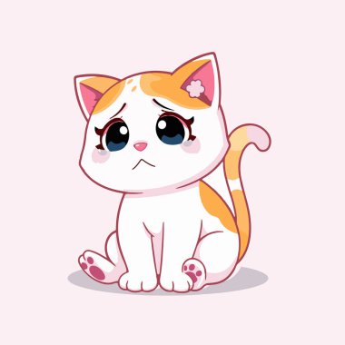 Üzgün yüzlü şirin bir kedi.