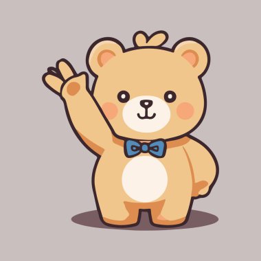 Papyon karikatür tasarımı olan sevimli oyuncak ayı.