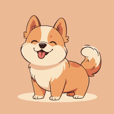 köpek corgi çizgi film vektör tasarımı