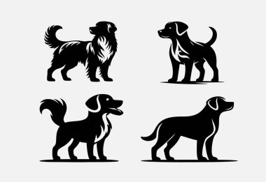 Köpek silueti seti, vektör çizimi