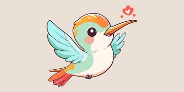 Şirin kuş çizgi film vektör çizimi grafik tasarımı