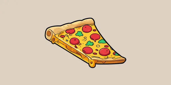 Kırmızı zemin üzerinde bir dilim pizzanın vektör çizimi