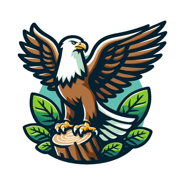 Kanatlı kartal kuşu ve kurdele vektör çizimi tasarımı