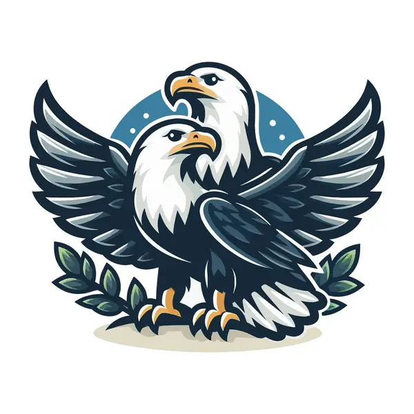 Kanatları ve kurdelesi olan kartal kuşu.