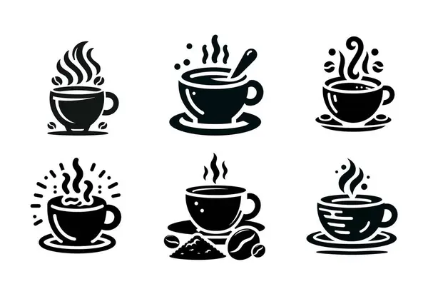 Kahve fincanı ve sıcak içecek vektörü ayarlandı