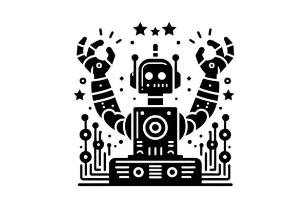 Robot robot simgesi, siyah vektör biçimi düzenlenebilir vuruş, konsept gösterimi