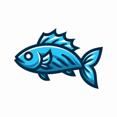 Mavi deniz balığı ikonu. beyaz arkaplanda izole edilmiş karikatür vektör çizimi. deniz tasarımı