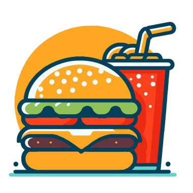 Fast food ve burger ikonu.