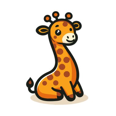 sevimli zürafa hayvan karakter vektör çizimi tasarımı