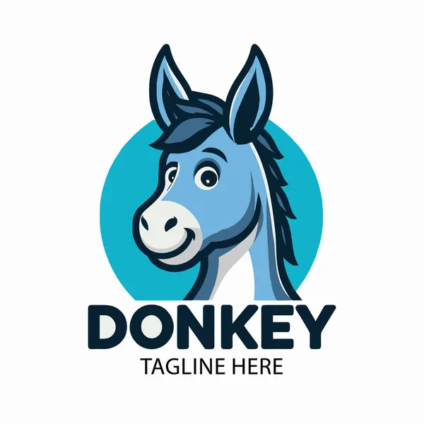 Eşek logosu simgesi. Eşek karakterinin vektör çizimi