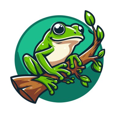 ağaç dalında oturan kurbağa.