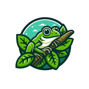 kurbağa çizgi film logo illüstrasyon tasarımı