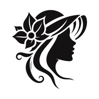 Uzun saçlı, vektör resimli bir kızın silüeti.