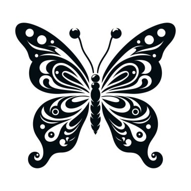 Beyaz arka planda siyah kelebek