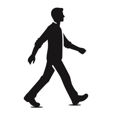 Siluet işadamı simge vektör illüstrasyonunda yürüyor