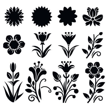 çiçek ve yaprak vektör tasarımı