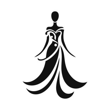 Beyaz arkaplanda bir gelinin vektör silueti