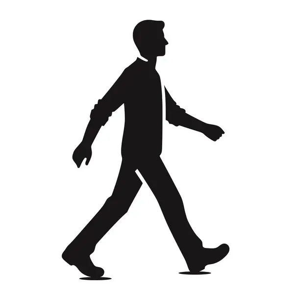 Siluet işadamı simge vektör illüstrasyonunda yürüyor