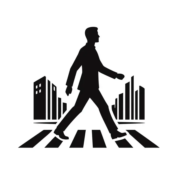 Adam şehirde yürüyor.