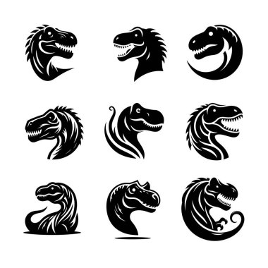 Dinozorların siyah siluetleri.