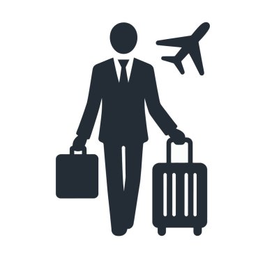 İş adamı valiz vektör çizimi tasarımı ile seyahat ediyor