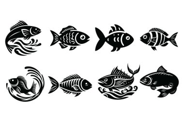 balık vektör simgeleri beyaz arkaplanda izole edildi