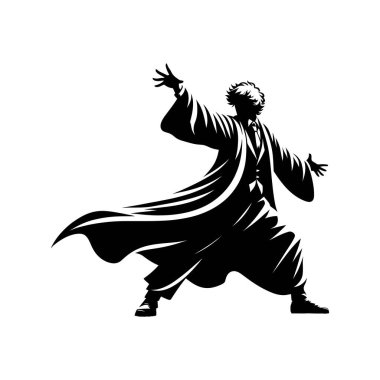 Beyaz arkaplanda keşişin siyah silueti, vektör illüstrasyonu.