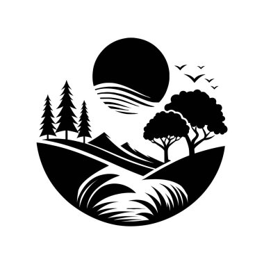 Ormandaki bir manzaranın silueti