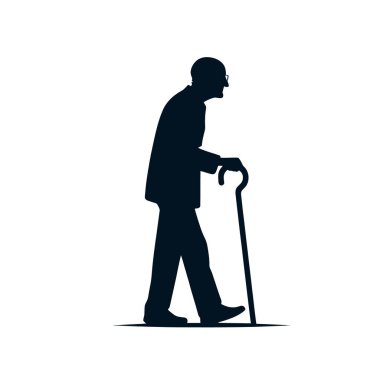 Beyaz arka planda yürüyen bir adamın vektör silueti