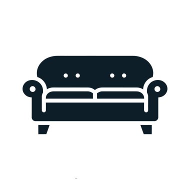 Kanepe simgesi, web ve mobil uygulama tasarımınız, koltuk logosu konseptiniz için beyaz arkaplanda izole edilmiş.