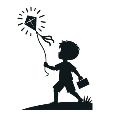 Kelebekli küçük bir çocuğun silueti