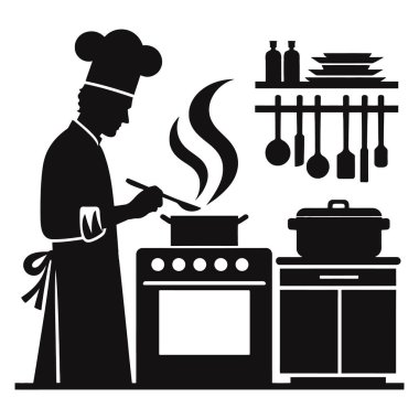 Bir yemek pişirme konseptinin vektör çizimi.