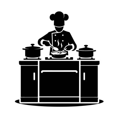 Vektör illüstrasyonlu aşçı