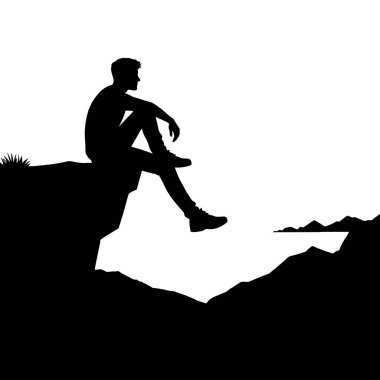 Doğadaki insanın vektör silueti.