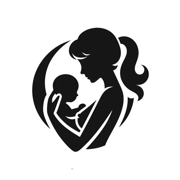 anne ve bebek simgesi, vektör illüstrasyonu