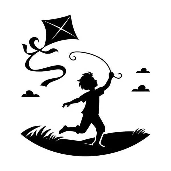 Beyaz arka planda ay ile uçan bir uçurtmanın vektör çizimi