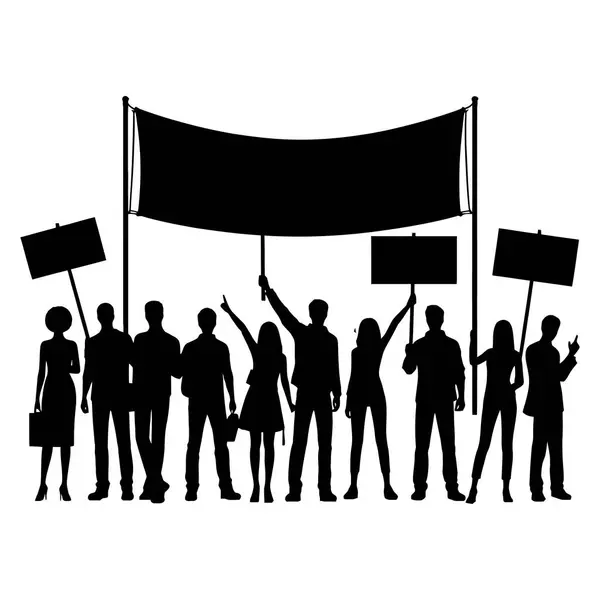 Protesto eden insan kalabalığı.