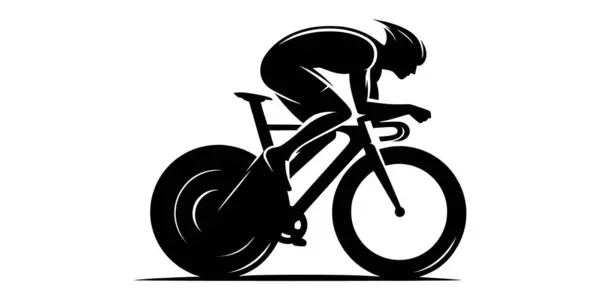 Siluetin arka planında bisiklet sürücüsü var. vektör illüstrasyonu.