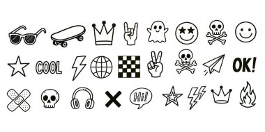 Farklı el çizimi ögelere sahip vektör etiketleri.