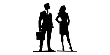 Beyaz arka plan daki iş adamlarının vektör silueti.