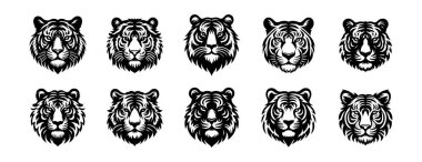 Vahşi hayvan kafalarının vektör kümesi