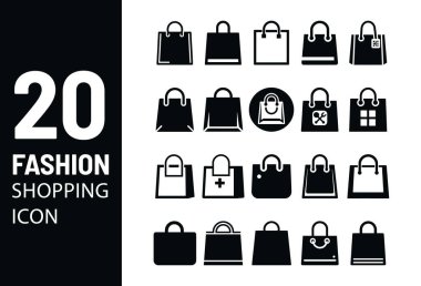 vektör siyah alışveriş torbaları simgeleri ayarlandı