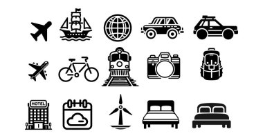 seyahat simgelerinin vektör kümesi